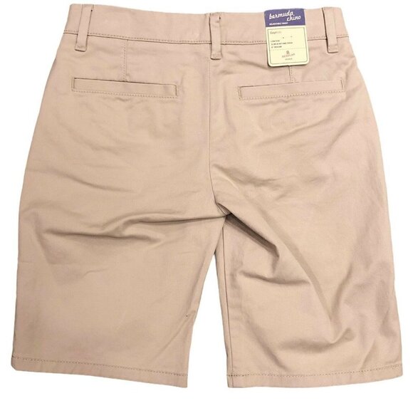 New GAP Kids Girls Tan Khaki Long Bermuda Chino Shorts Adjustable Waist 8 - Picture 2 of 5
